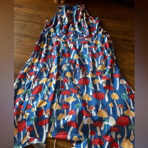 Blue Mushroom Print Maxi Dress